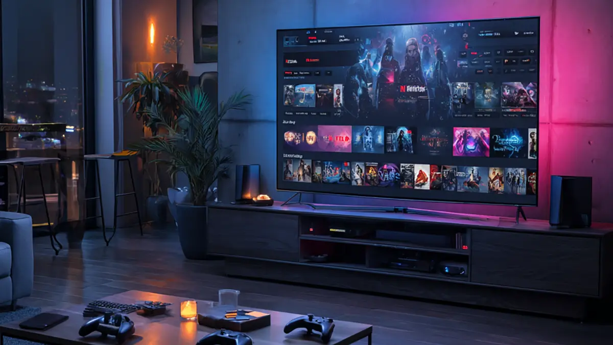 TV, router och nätverkskabel i ett vanligt svenskt hem